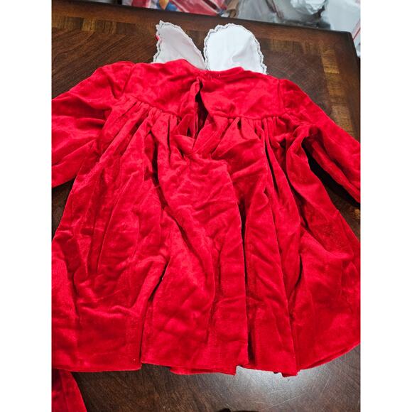Vintage Girls Red Christmas Dress Lot Holiday Velvet Embroidered Size 2T - Picture 6 of 10